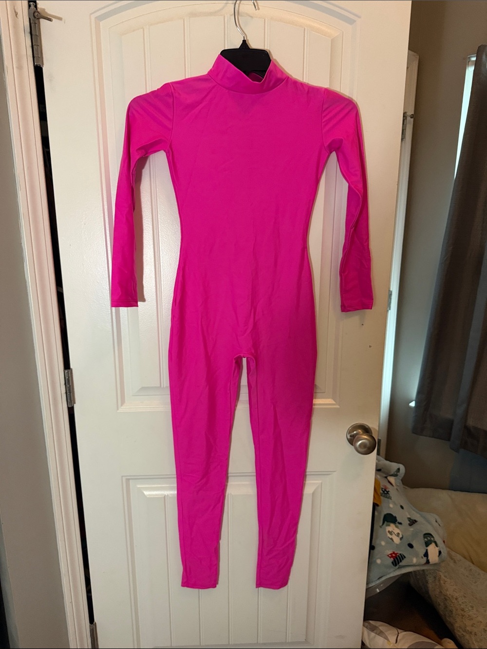 Kids Hot Pink Dance Unitard Long Sleeve Bodysuit